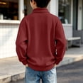 thumbnail image 4 of mgoYE Boys Quarter Zip Pullover Long Sleeve Corduroy Shirts Oversized Sweatshirts Kids Preppy Clothes Teens Hoodie 4-15T(Red,3-4 Years), 4 of 6