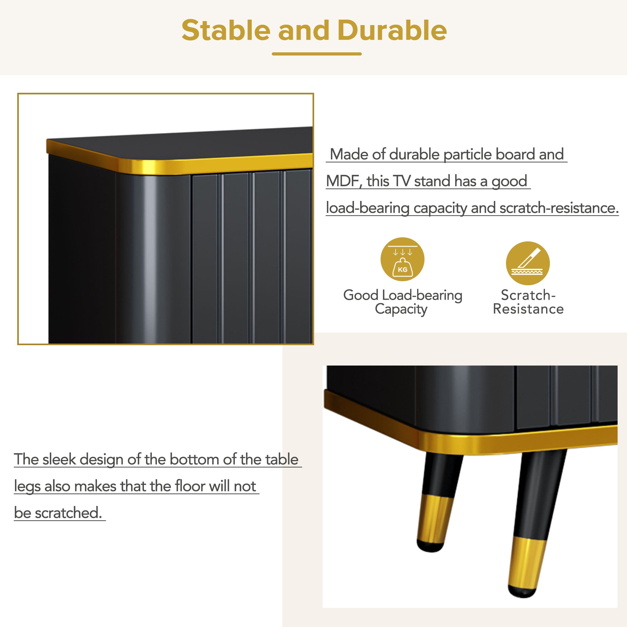 Euroco Luxury Minimalism TV Stand with Open Storage Shelf for TVs Up to 85", Entertainment Center with Cabinets and Drawers, Practical Media Console with Unique Legs