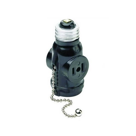 Leviton 1406 660 Watt 125 Volt Two Outlet With Pull Chain Socket Leviton 1406 660 Watt 125 Volt Two Outlet With Pull Chain Socket Adapter Black