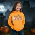 thumbnail image 2 of WERYOUNG Girls Boys Hoodies Cartoon Pumpkin Letter Ghost Flower Printed Long Sleeve Pullover Hooded Halloween Sweatshirt With Pocket Kids Versatile Vacation Hoodie,Orange,8-9 Years, 2 of 4