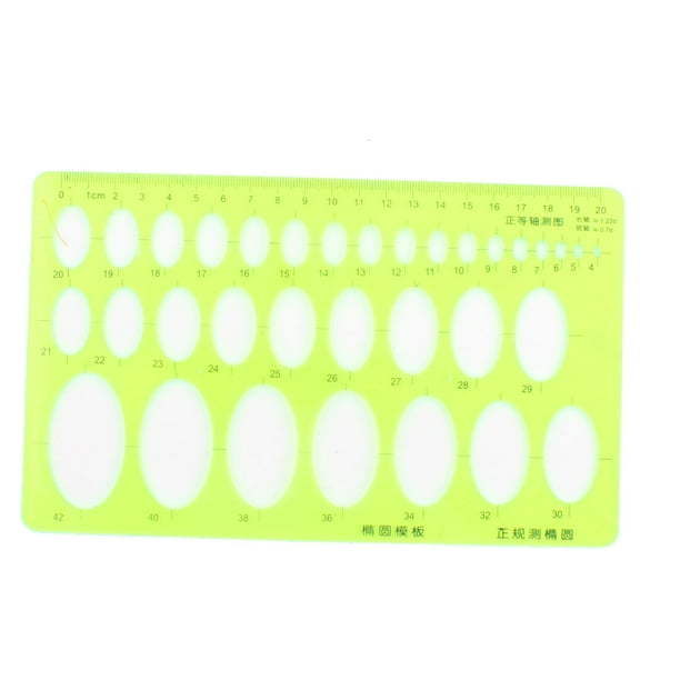 Students Plastic Drafting Drawing Measuring Oval Template Ruler Clear Green School Supplier