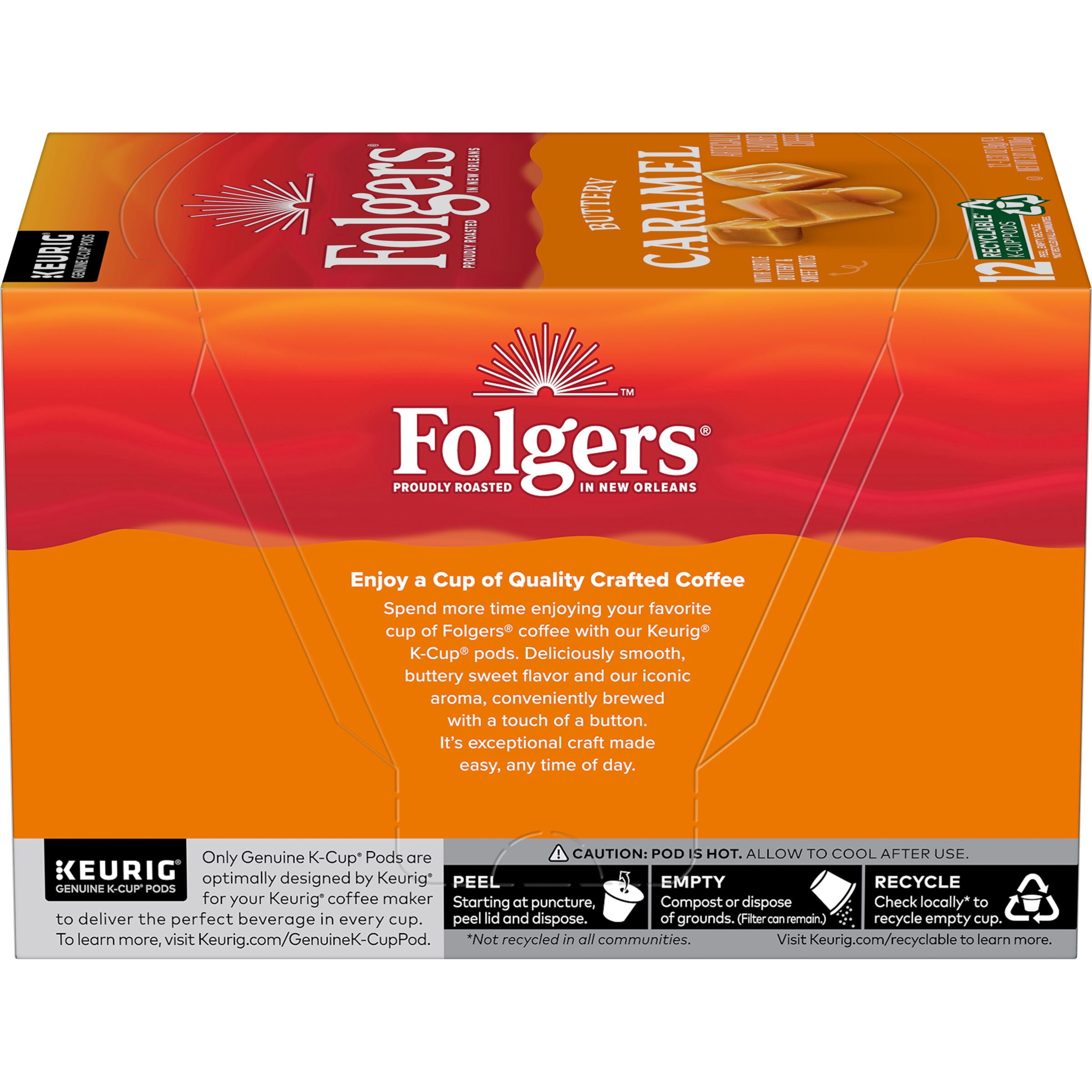 (72 Count) Folgers Buttery Caramel Artificially Flavored, K-Cup Coffee Pods