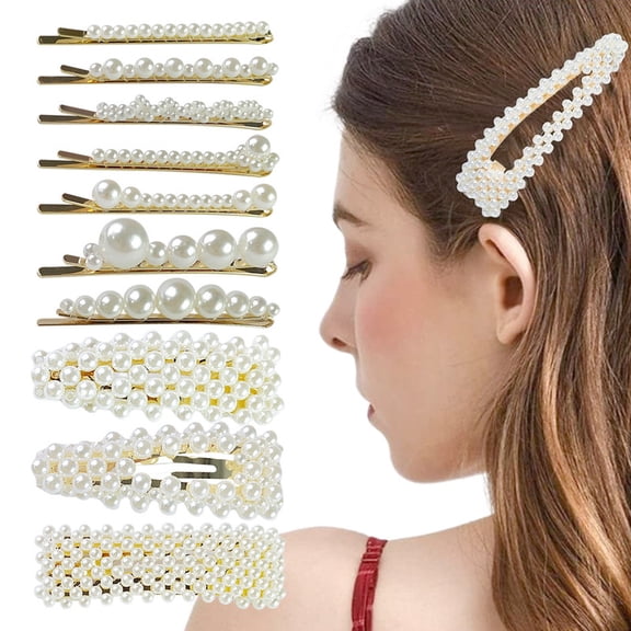 Vorkoi 10 Pcs Pearl Hair Clips Large Hair Clips Barrette Hair for Women Girls Fashion Hair Accessories