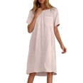 thumbnail image 2 of Cagogo Womens Petite Dresses Summer Casual Loose Round Neck Short Sleeve Chest Pocket Flowy A-line Tunic Long Maxi T Shirt Sun Dresses Sexy Black Cocktail Dresses, 2 of 6