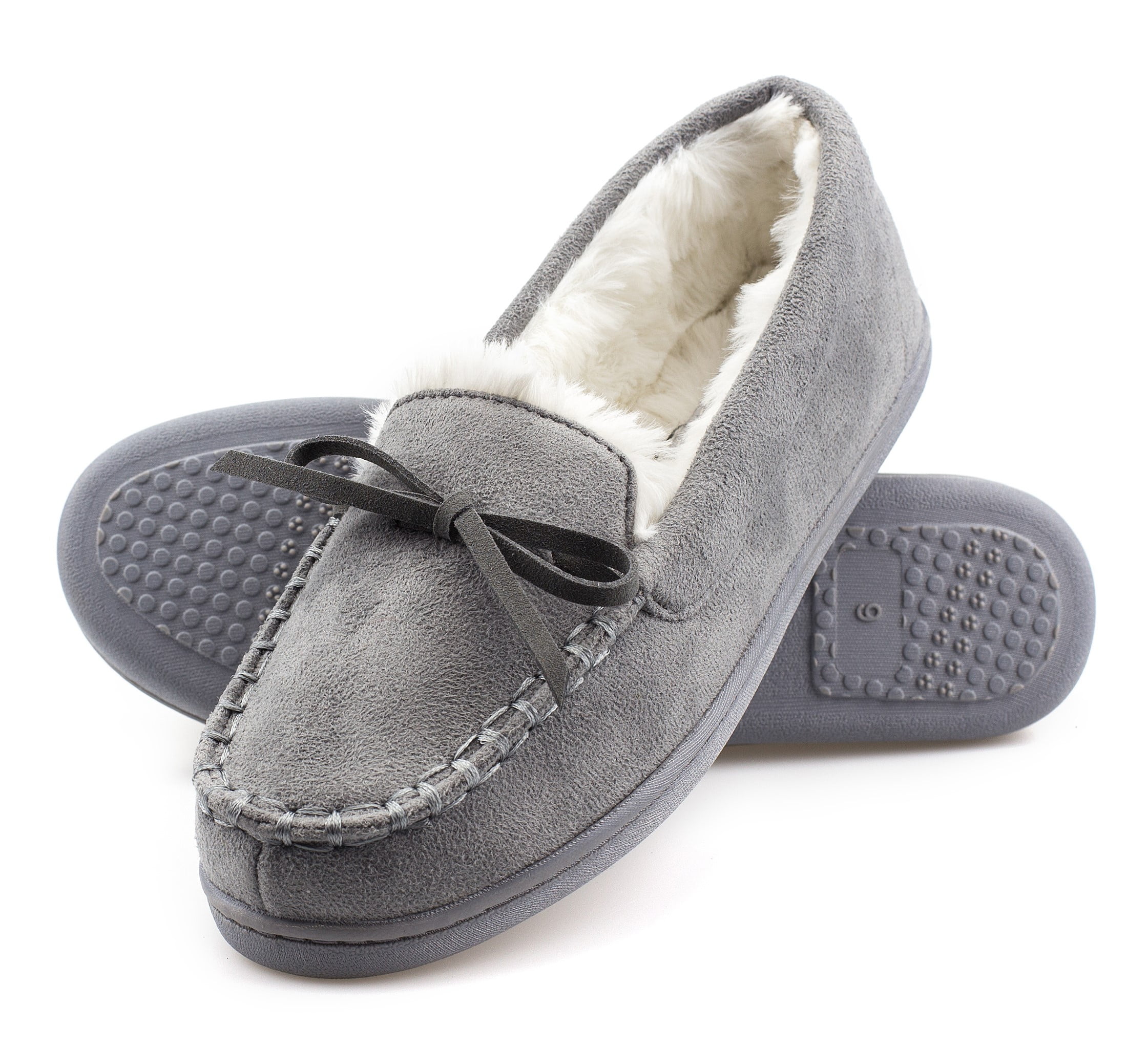 ArcticShield Women's Memory Foam Indoor/Outdoor Durable Comfort Slip On Plush Fur Moccasin Slippers