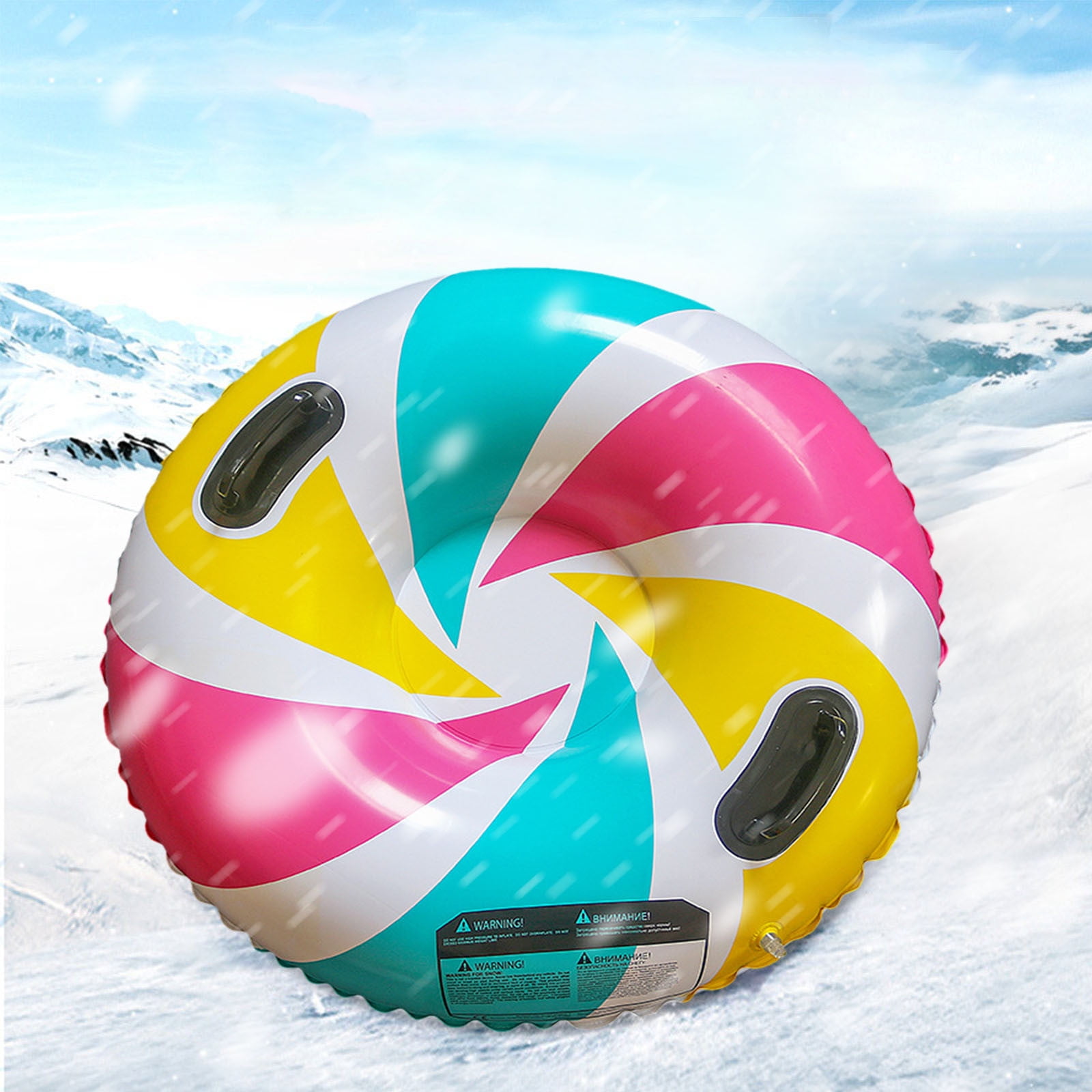 D Inflatable Snow Sled Tube 32 Inch For Winter Heavy Duty For Kids And Adults Outdoor Snow Fun