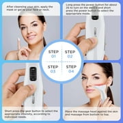 Face Massager Tool,3-in-1 Facial & Neck Beauty Tool with LED Light, Gentle Heat, and Vibration Functions (White)