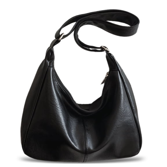 Women's Soft Faux Leather Hobo Shoulder Bag, Adjustable Wide Strap Casual Tote Purse with Zipper Closure