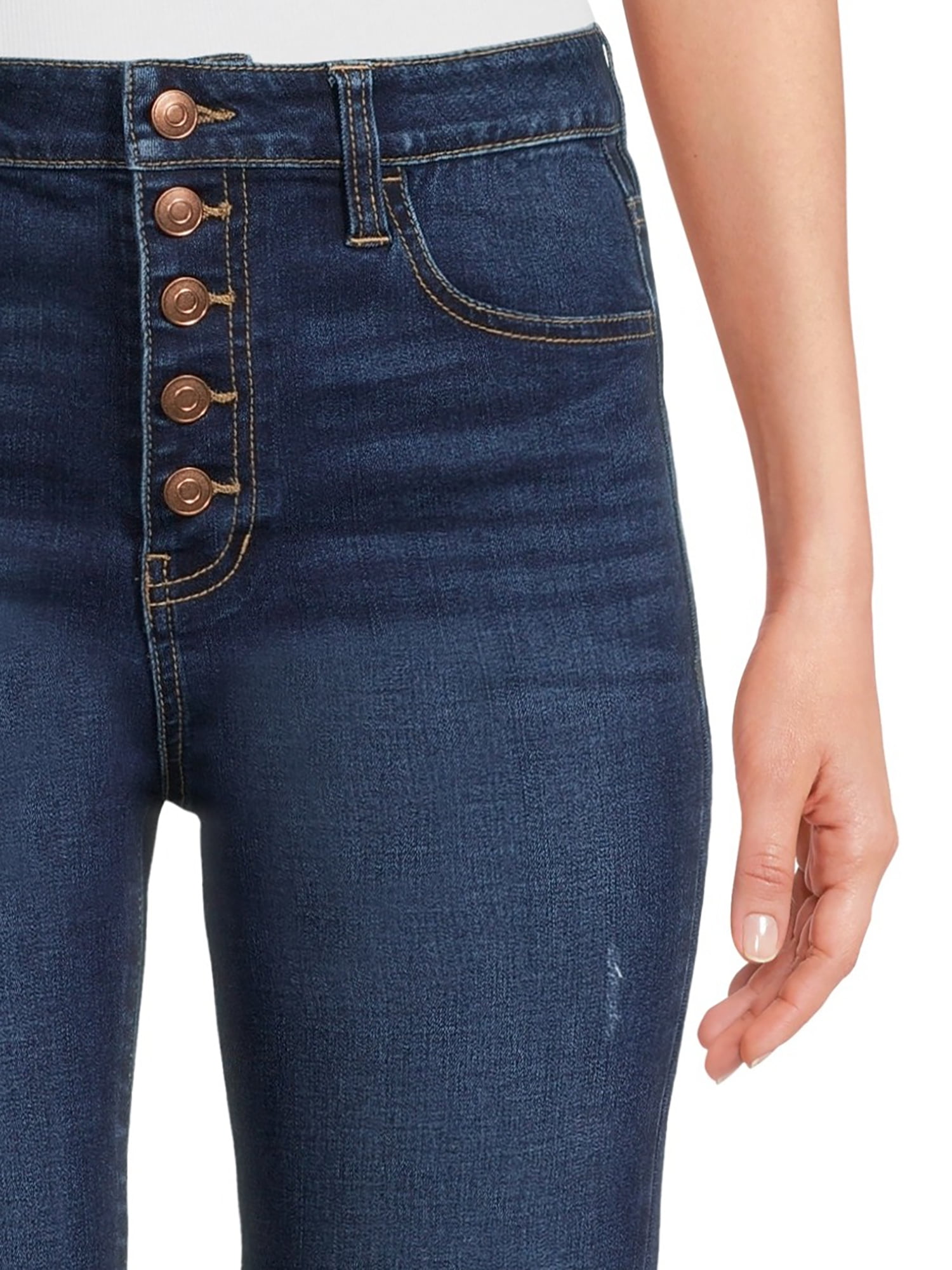 No Boundaries Juniors Button Fly Destructed Skinny Jeans