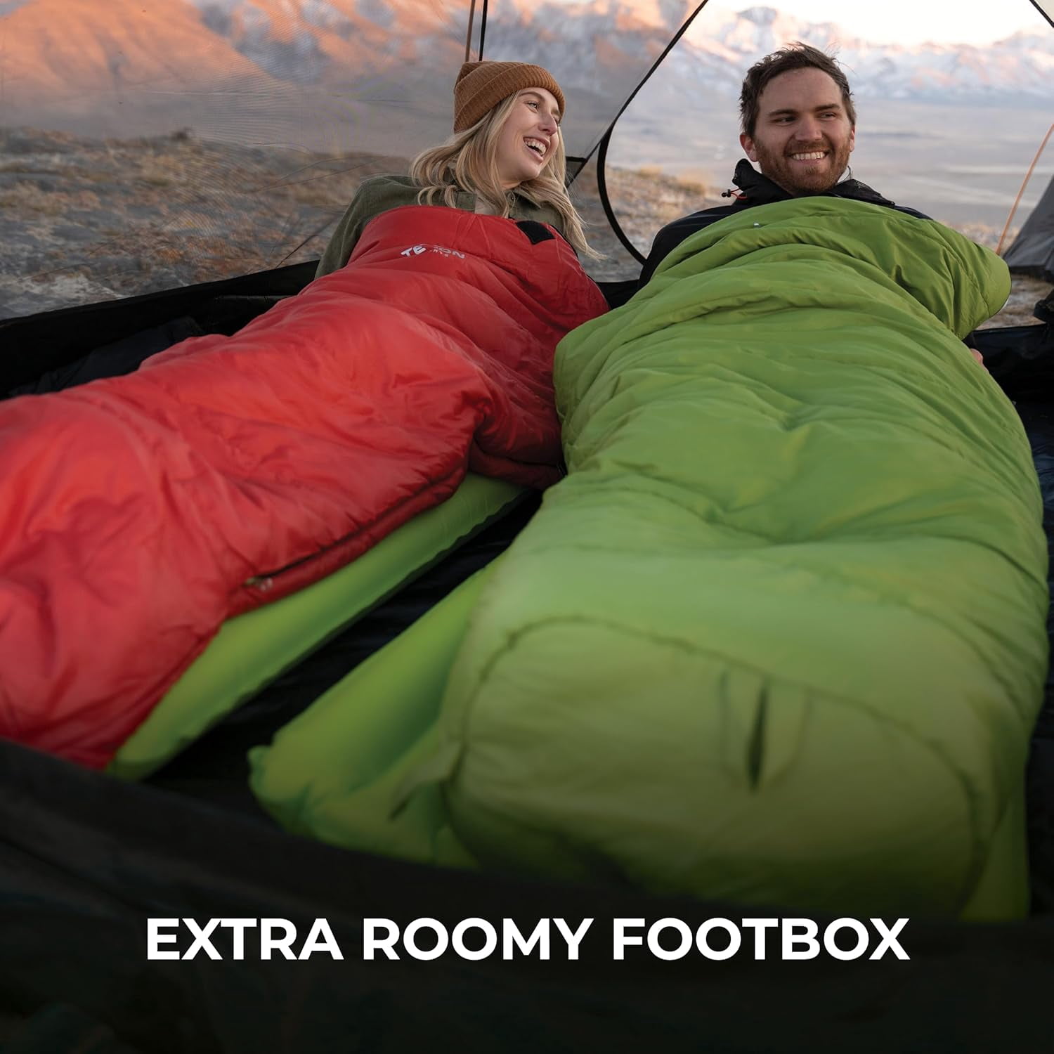 Teton LEEF Lightweight Mummy Sleeping Bag for Camping, Hiking, Backpacking; Cold Weather Option, Compression Sack Included