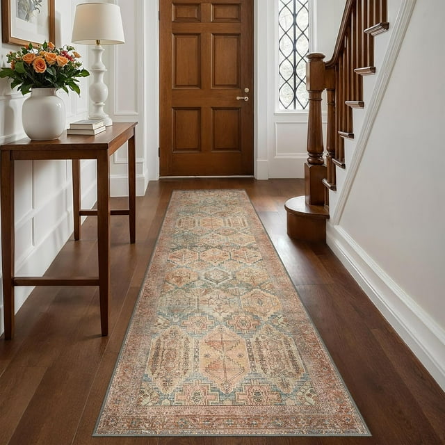 Area Rug x for Living Room Bedroom Dining Room Washable Rugs Vintage Distressed Print Carpet UltraThin Chenille Low Pile Lightweight Rug with Non Slip Backing Sepia