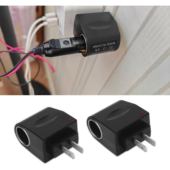 2PCS Universal AC to DC Car Cigarette Lighter Socket Adapter Converter, Power Inverters, 12V DC 500mA Car Power Supply Adapter Plug, Cigarette Lighter to Wall Outlet Adapter for Car