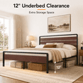 thumbnail image 3 of Zimtown Queen Platform Bed Frame with 12-Inch Under-Bed Storage, LED Lighted Headboard & Footboard, Modern Apartment Bedroom,Rustic Red Brown, 3 of 10