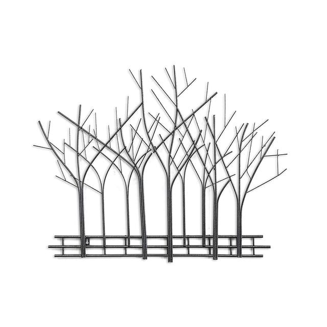 DecorShore Winter Trees Perspective Wall Sculpture, Contemporary Metal