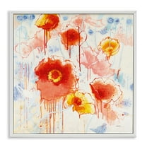 Stupell Industries Dripping Abstract Poppies Abstract Painting White Framed Art Print Wall Art, 24 x 24