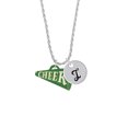 thumbnail image 2 of Delight Jewelry Acrylic 1.25" Green Cheer Megaphone Silvertone Script Initial Disc - I - Charm Necklace, 20"+3", 2 of 4