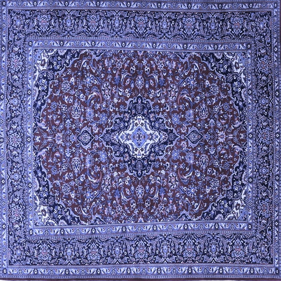 Ahgly Company Indoor Square Medallion Blue Traditional Area Rugs, 7' Square
