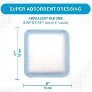 MedVance Super Absorbent Dressing, Non-Adhesive Pads for Wound Care, for Pressure Ulcers & 1st/2nd Degree Burns, Superior Moisture Absorption, Box of 10 dressings 6x6 Bandage, 5x5 Pad