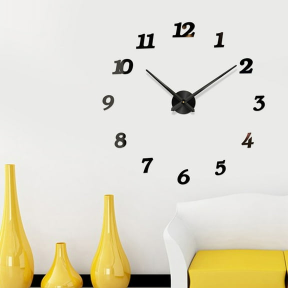 LEORX Black Frameless Wall Clock Large Round Silent Acrylic Modern Design for Home Decoration