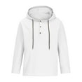 thumbnail image 4 of BLVB Mens Cotton Linen Hooded Sweatshirts Button Drawstring Long Sleeve Tops Casual Loose Comfy Fall Spring Blouse White, 4 of 6