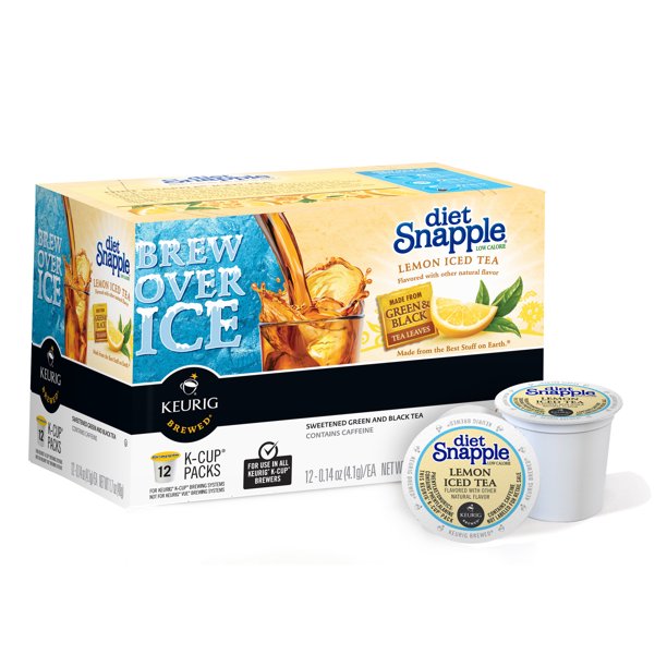 Diet Snapple Lemon Iced Tea KCup Pods, 12 Count for Keurig Brewers