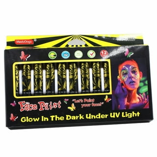 UV Face & Body Glow Paint Stick Pro - Set of 8 Glow in The Dark Makeup Colors for Black Light - Neon Face & Body Paint for Adults & Kids - UV Paint