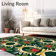 thumbnail image 2 of ODIKA 3'x5' Machine Washable Non-Slip Area Rug, Holly Berry Wreath Botanical Duo Slip Resistant Foundation High Traffic Rug with Pad, Green, 622591, 2 of 8