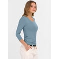 thumbnail image 6 of ANRABESS V Neck Shirts for Women 3/4 Sleeve Ribbed Knit Fitted Tee, Soft Stretch Basic Casual Work Top Large, 6 of 9