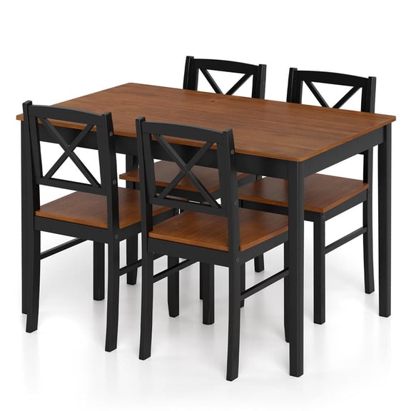 Topcobe 5 Piece Dining Table Set with Rectangular Kitchen Table and 4 Chairs for 4 People, Modern Furniture for Dining Room, Practical, Easy to Assemble-Coffee