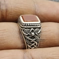 thumbnail image 5 of Silver Handmade Ring 925k Sterling Silver Red Square Shape Carnelian GemStone Ring Men's Ring with Round Stones Outstanding Gift KCR023, 5 of 7