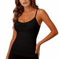 thumbnail image 4 of LIZUOJUN Under $8 Tank Tops for Women Built-in Bra Racerback Slim-Fit Camisole Plus Size Sleeveless Casual Shirts Trendy Workout Tops For Athletic Running Gym Yoga, Black, Camisole, L, 4 of 9