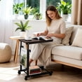 thumbnail image 6 of PHANCIR Adjustable Overbed Table with Wheels, Bedside Laptop Desk with Storage, Height Adjustable Rolling Sofa Table for Home Office(Red Walnut), 6 of 7