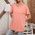 thumbnail image 7 of Xihbxyly Plus Size Blouses for Women, Womens Oversized Cold Shoulder Blouse Short Sleeve V Neck Tops Casual Summer Shirt Tops Soft Loose Tops, 7 of 7