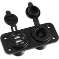 thumbnail image 2 of Adaptador de cargador de encendedor de cigarrillos con conexión de enchufe USB dual para coche, camión, motocicleta, 12V, negro, 2 of 6