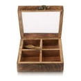 thumbnail image 3 of Handmade Wooden Seasoning Herb Spice Masala Box Container Holder Rack Stand Caddy With Spoon & Clear Lid 6 x 6 Inch Decorative Storage Chest Organizer For Kitchen Pantry Cabinet Drawer Storage, 3 of 5