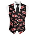 thumbnail image 5 of Yuyamidu The Union Jack Men's Suit Vest for Wedding Prom Business Formal Dress Waistcoat Vest with 3 Pockets Rose V-Neck Vests Size M, 5 of 7