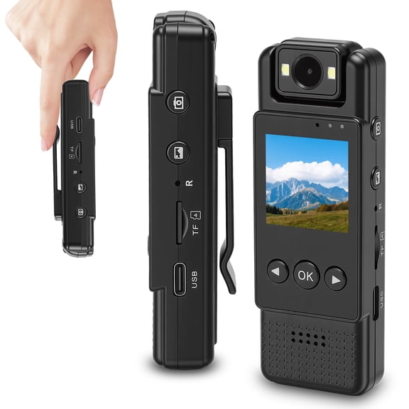 Mini Body Camera with Audio & Video Recording, Small POV Cam 1080P, Wearable Personal Portable Cameras Recorder DV w/ 64GB Card, 180° Ratatable Lens Clip Camcorder for Delivery Work Records Traveling