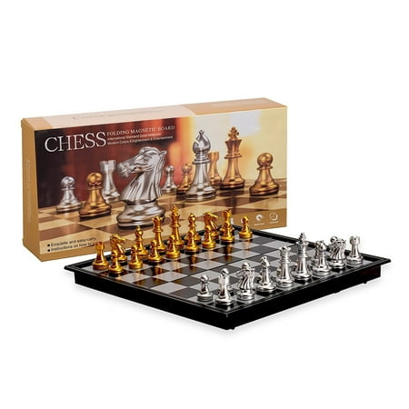 Magnetic Travel Chess Set with Board That Becomes A Storage