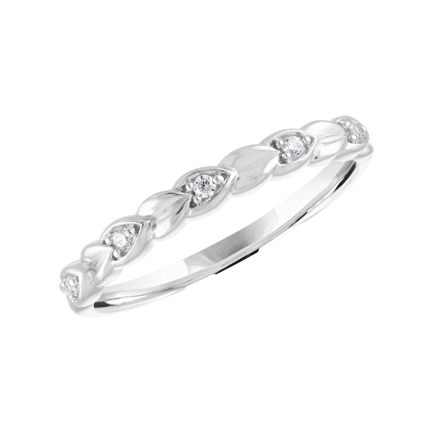 Sterling Silver and Genuine Diamond Accent Stackable Heart Ring
