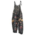 thumbnail image 2 of Women Linen Overalls Summer Casual Floral Printed Loose Fit Jumpsuits Boho Cute Wide Leg Rompers Pants with Pockets, 2 of 7