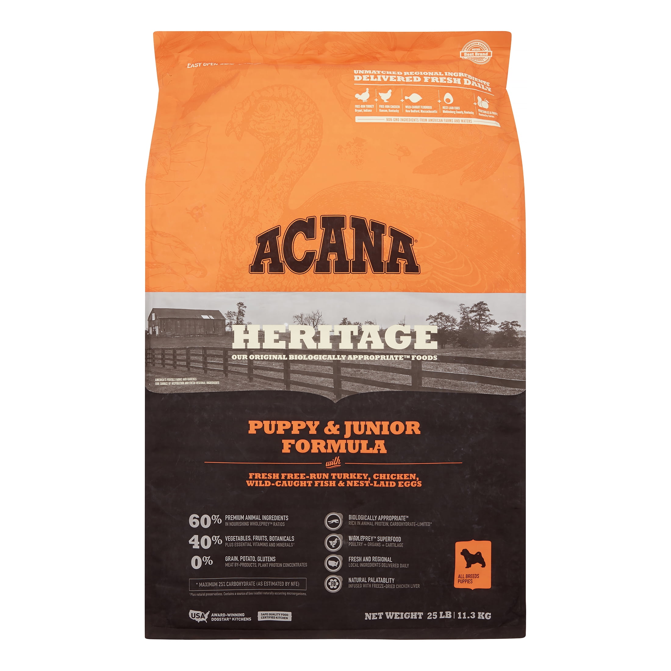 Premier Prijs native Acana Heritage Grain-Free Puppy and Junior Dry Dog Food, 25lb - Walmart.com