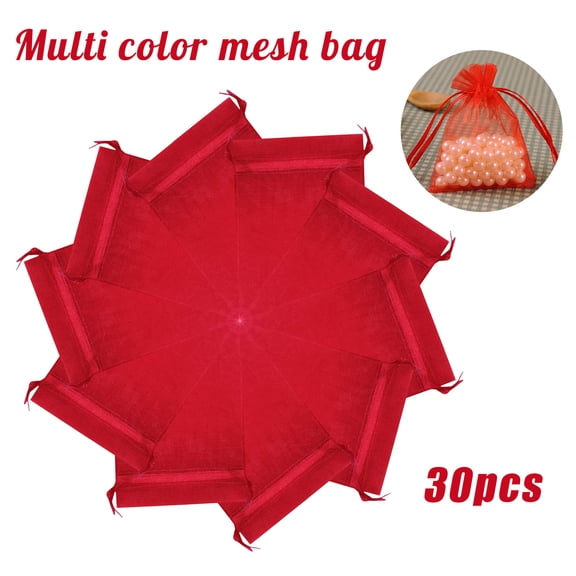 30 Pack of Organza Drawstring Bags, Wedding Party Favors Pouch, Transparent Sheer Mesh Pouches With Drawstring, Durable Lightweight Gift Bags For Jewelry, Candy, Treats, Christmas Gifts