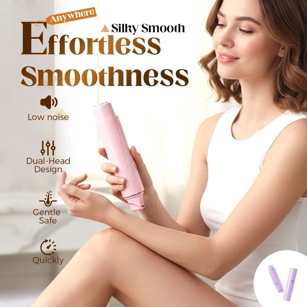 2-in-1 Electric Bikini Trimmer for Women, Waterproof Dual-Head Shaver & Epilator for Pubic, Underarm, Legs & Face, Rechargeable Painless Hair Removal, Womens Razors for Shaving, (Pink)