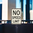 thumbnail image 3 of BTFSigns 16" x 12" No Speed Limit Aluminum Sign - Retro White Black Road Metal Sign Funny Garage Man Cave Decor, 3 of 4