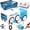 Blue+White, variant on Magic Mini Bus, Follows Line Car, Inductive Mini Interactive Cars Follows The Line, Intelligent Line Tracking System with Dynamic LED Expressions, Educational STEAM