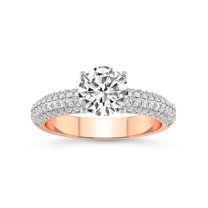 4 Carat IGI Certified Round Shape Lab Grown Diamond Engagement Ring | 14K Rose Gold |Casimer Side Stone Diamond Ring | FG-VS1-VS2 Quality Friendly Diamonds