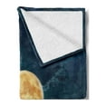 thumbnail image 2 of Ocean Soft Flannel Fleece Throw Blanket, Super Moon over Ocean Surface Midnight View Dreamy Mystic Picture Print, Cozy Plush for Indoor and Outdoor Use, 60" x 80", Yellow Navy, by Ambesonne, 2 of 5