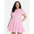 thumbnail image 4 of Time and Tru Women's and Women’s Plus Cotton Swing Dress with Short Sleeves, Sizes XS-4X, 4 of 6