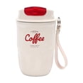 thumbnail image 2 of Coffee Vacuum Flask – Portable Stainless Steel Insulated Travel Mug, 12oz Temperature Display Mug, Stainless Steel Insulated Water Bottle With Lid And Handle Strap, Water Bottle Leak (White), 2 of 10