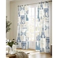 thumbnail image 5 of Eiffel Tower Sheer Curtains 84 Inch Length 2 Panels Set for Living Room/Bedroom, European Architectural Retro Hand-Painted Kitchen Curtains Grommet Semi-Sheer Curtains Window Treatments 52"x84"x2, 5 of 7